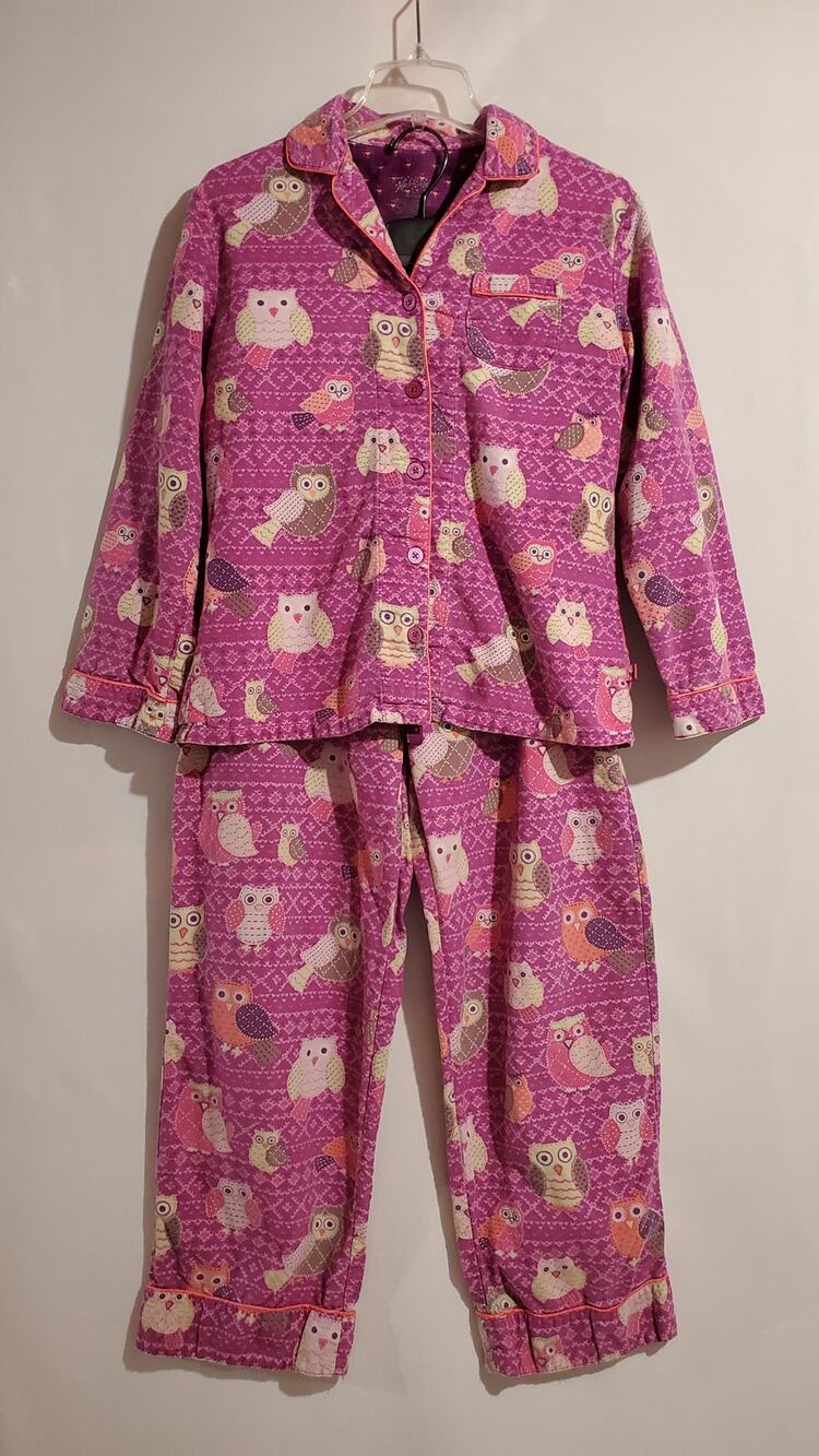 Nick & Nora Womens Cotton Flannel Owl Pajama Set Size S Pockets Shirt Pants